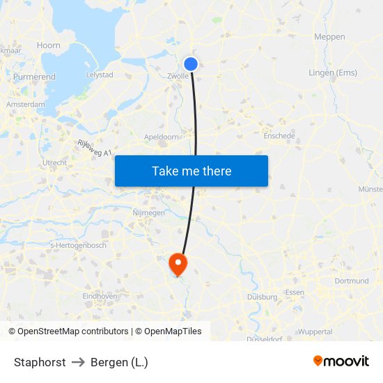 Staphorst to Bergen (L.) map