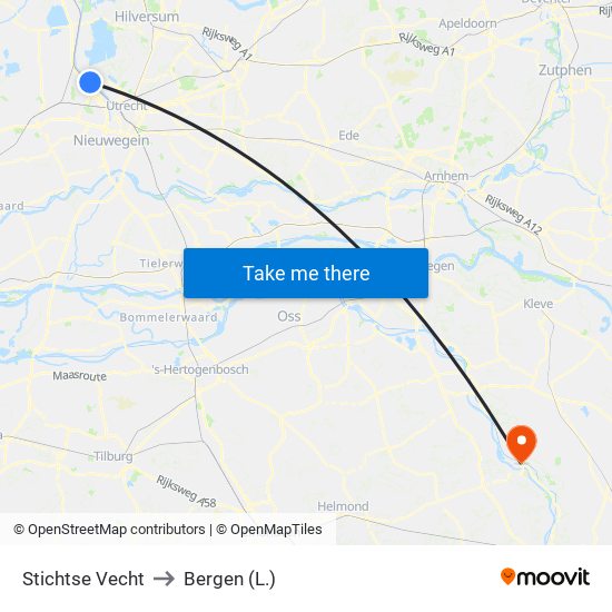 Stichtse Vecht to Bergen (L.) map