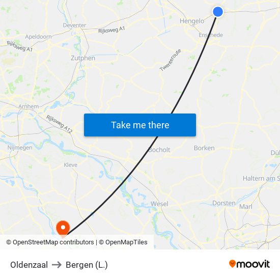 Oldenzaal to Bergen (L.) map