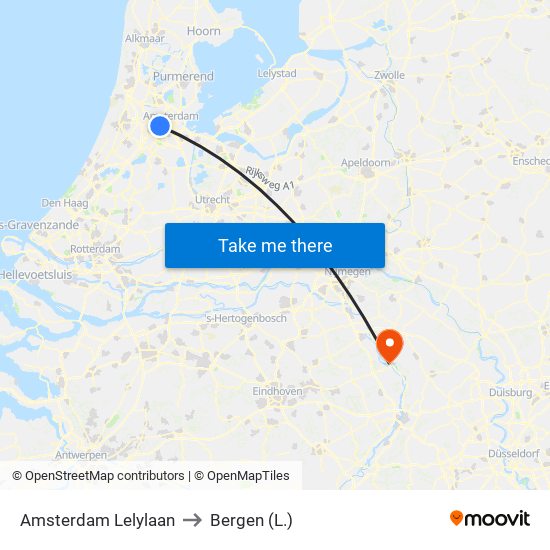 Amsterdam Lelylaan to Bergen (L.) map