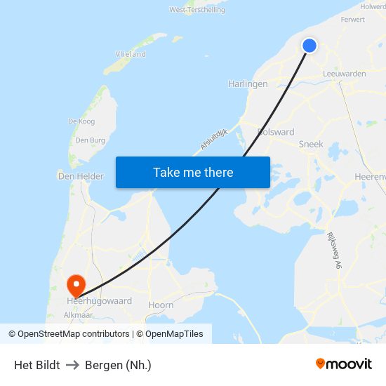 Het Bildt to Bergen (Nh.) map