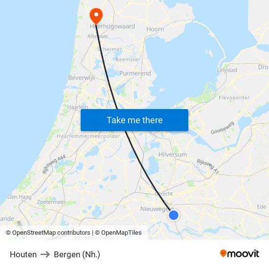 Houten to Bergen (Nh.) map