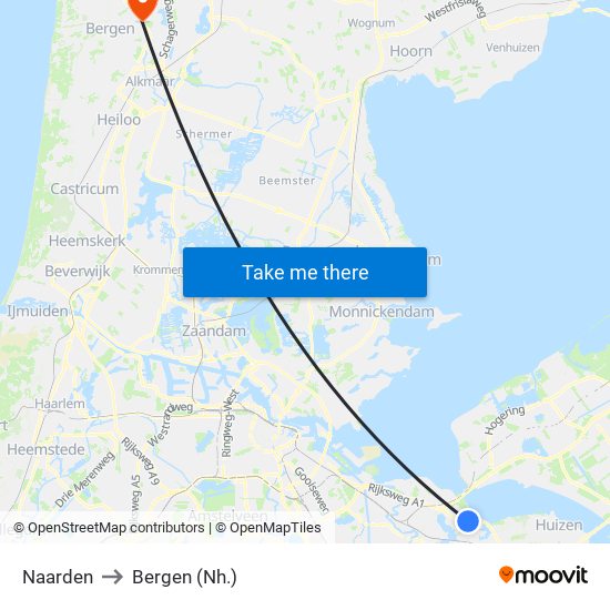 Naarden to Bergen (Nh.) map