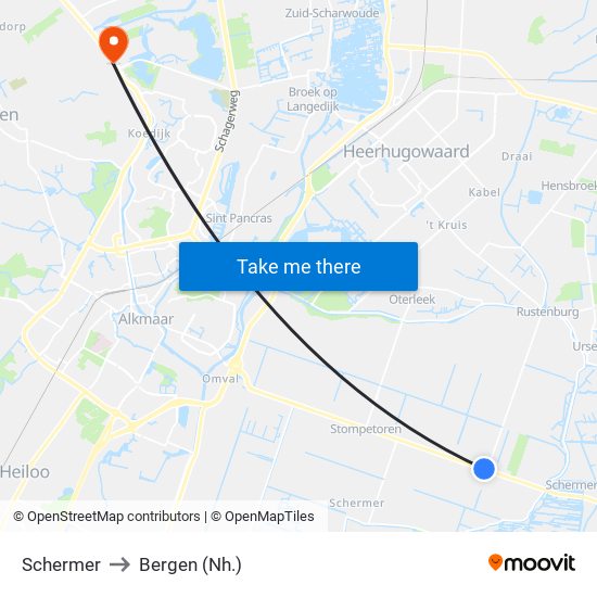 Schermer to Bergen (Nh.) map