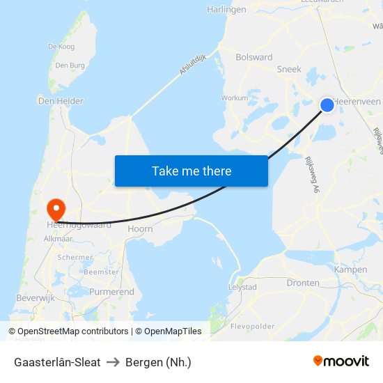 Gaasterlân-Sleat to Bergen (Nh.) map