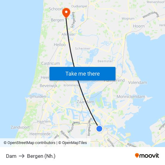 Dam to Bergen (Nh.) map