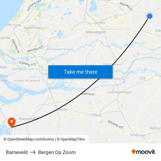 Barneveld to Bergen Op Zoom map