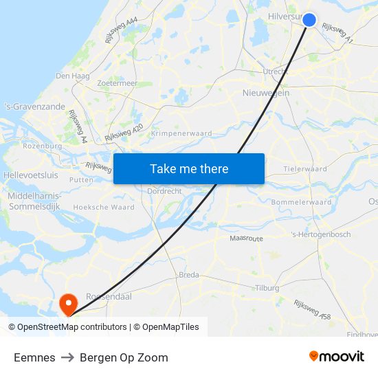 Eemnes to Bergen Op Zoom map