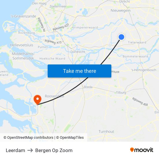 Leerdam to Bergen Op Zoom map