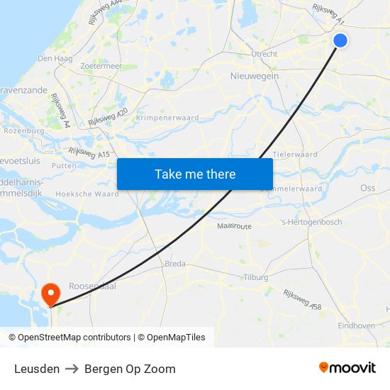 Leusden to Bergen Op Zoom map