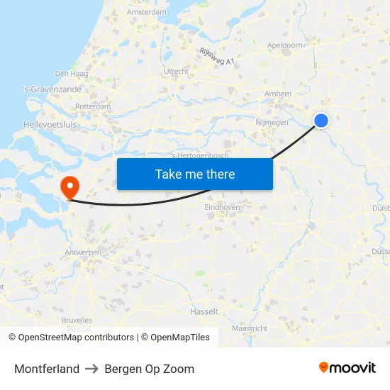 Montferland to Bergen Op Zoom map