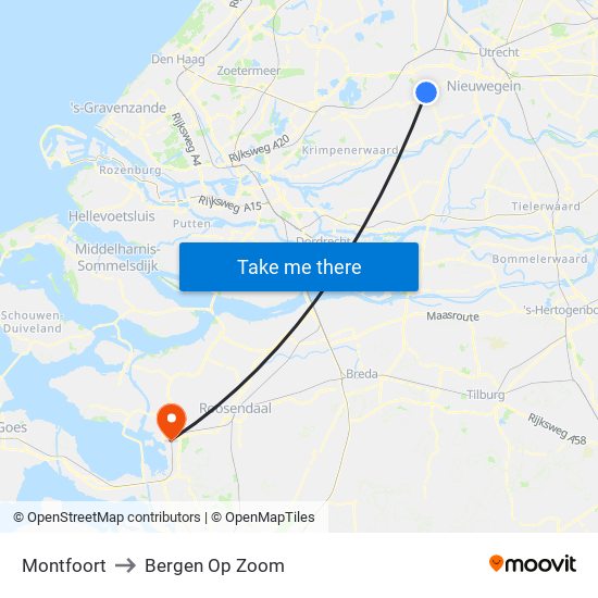 Montfoort to Bergen Op Zoom map