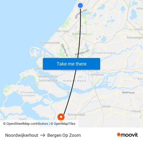 Noordwijkerhout to Bergen Op Zoom map