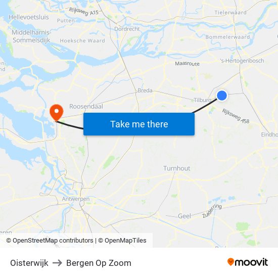 Oisterwijk to Bergen Op Zoom map