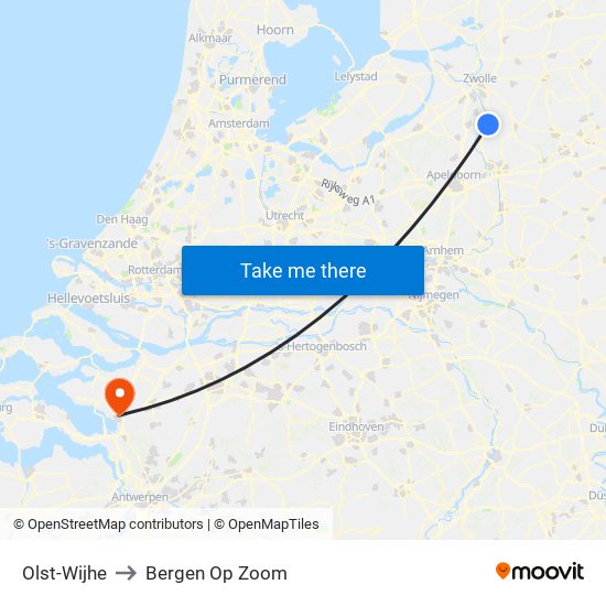 Olst-Wijhe to Bergen Op Zoom map