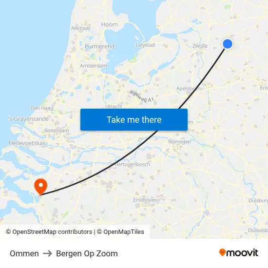 Ommen to Bergen Op Zoom map