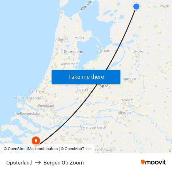 Opsterland to Bergen Op Zoom map