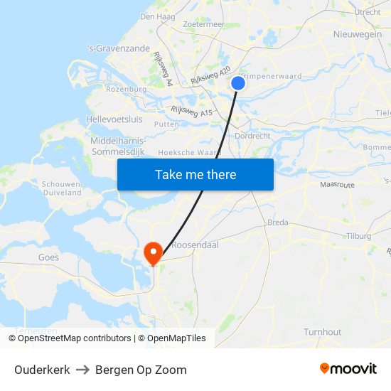 Ouderkerk to Bergen Op Zoom map