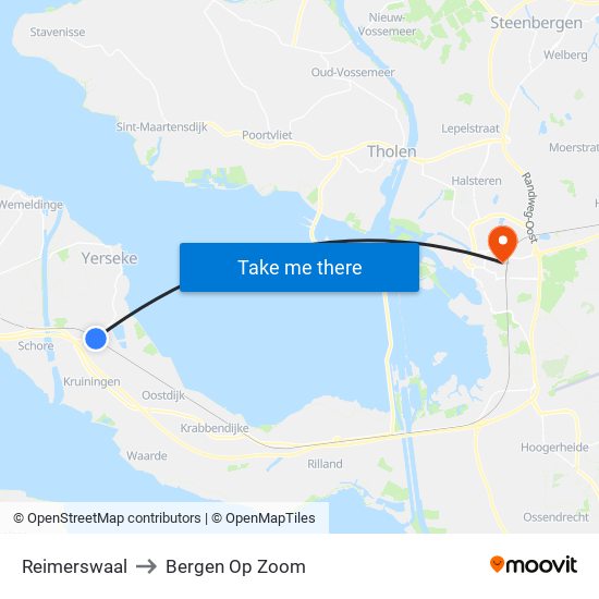 Reimerswaal to Bergen Op Zoom map
