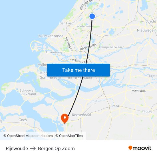 Rijnwoude to Bergen Op Zoom map