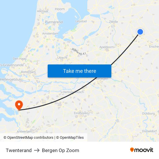 Twenterand to Bergen Op Zoom map