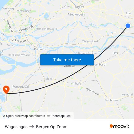 Wageningen to Bergen Op Zoom map