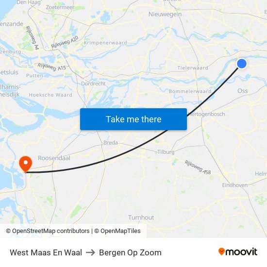 West Maas En Waal to Bergen Op Zoom map