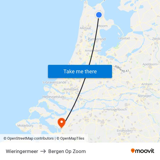 Wieringermeer to Bergen Op Zoom map