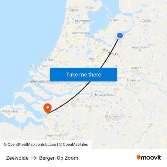 Zeewolde to Bergen Op Zoom map