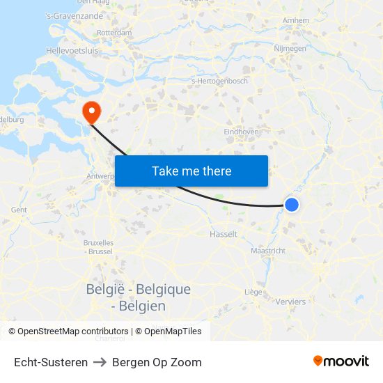 Echt-Susteren to Bergen Op Zoom map