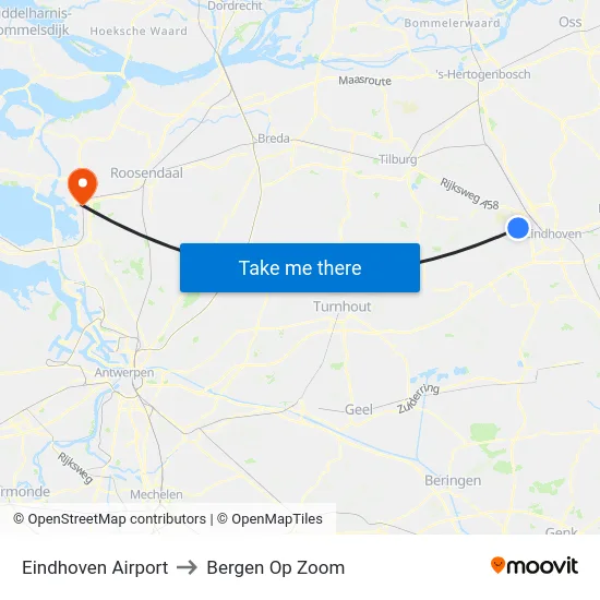 Eindhoven Airport to Bergen Op Zoom map