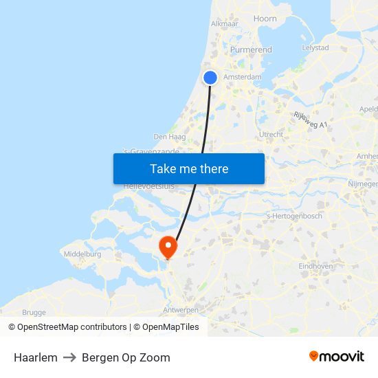 Haarlem to Bergen Op Zoom map