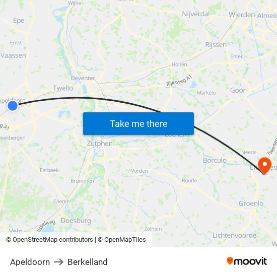 Apeldoorn to Berkelland map