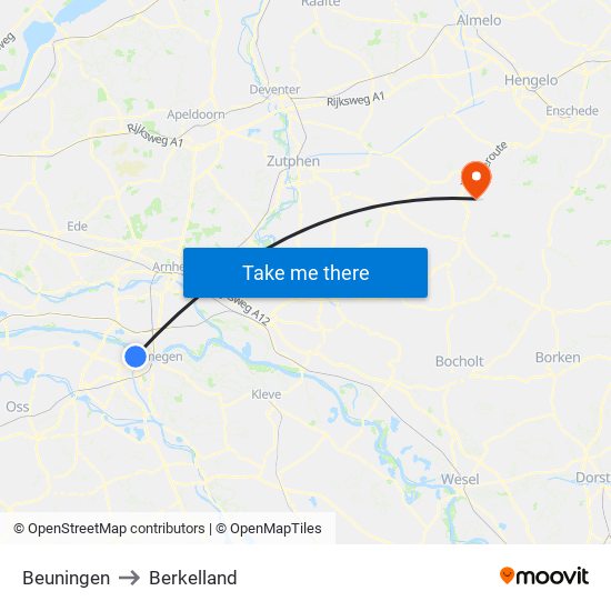 Beuningen to Berkelland map