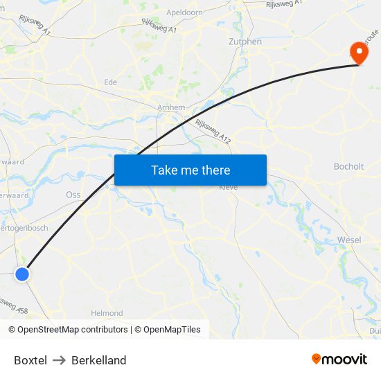 Boxtel to Berkelland map