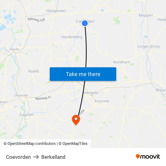 Coevorden to Berkelland map