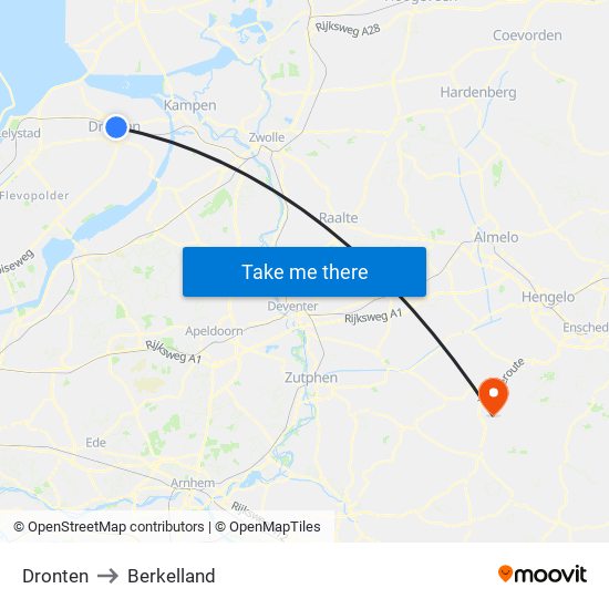 Dronten to Berkelland map