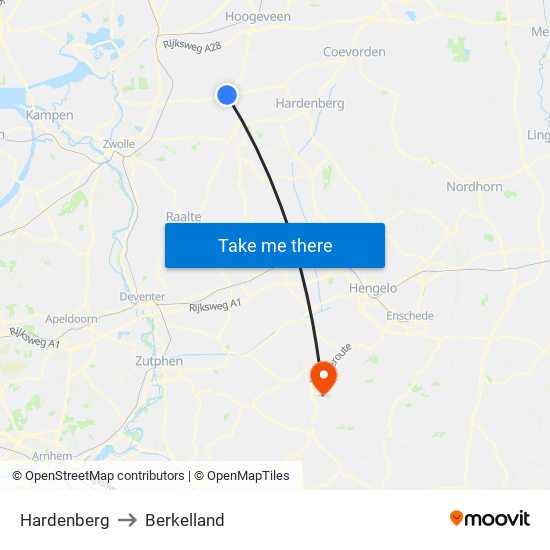 Hardenberg to Berkelland map