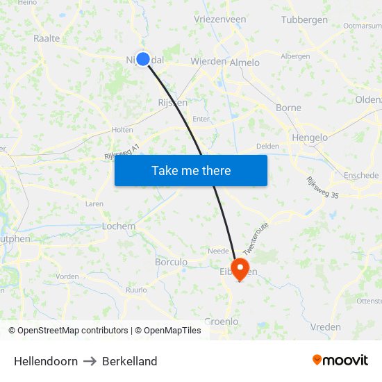 Hellendoorn to Berkelland map