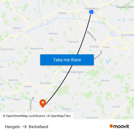 Hengelo to Berkelland map