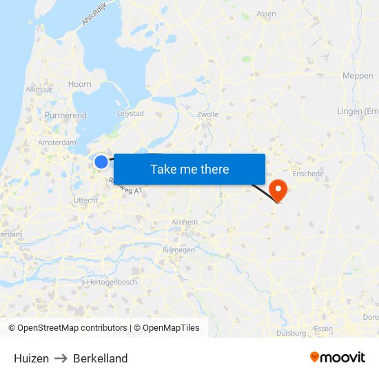 Huizen to Berkelland map