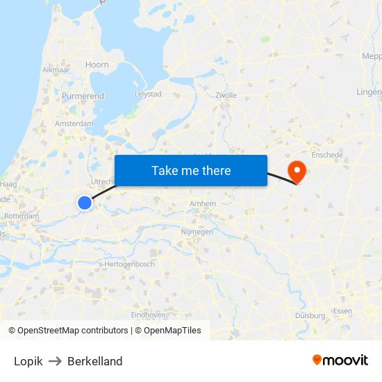 Lopik to Berkelland map
