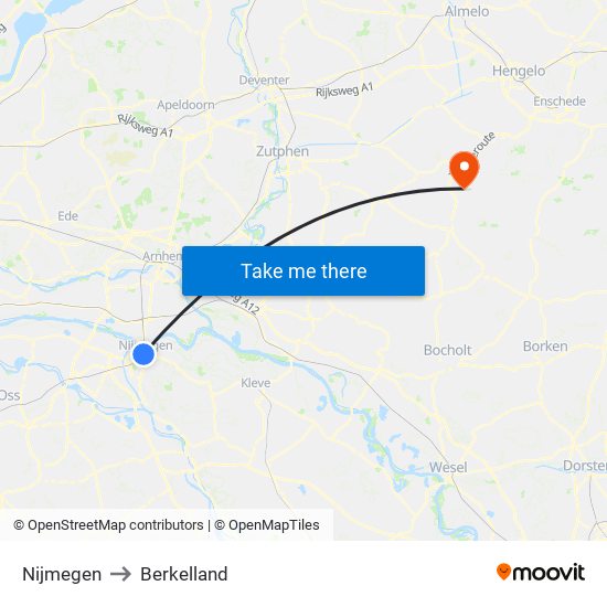 Nijmegen to Berkelland map