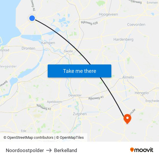 Noordoostpolder to Berkelland map