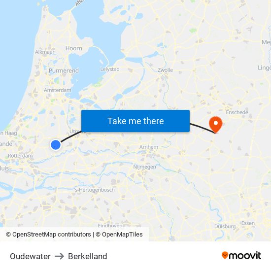 Oudewater to Berkelland map