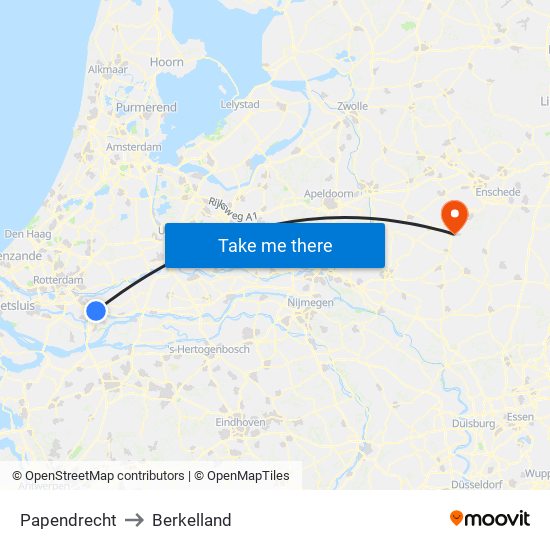Papendrecht to Berkelland map