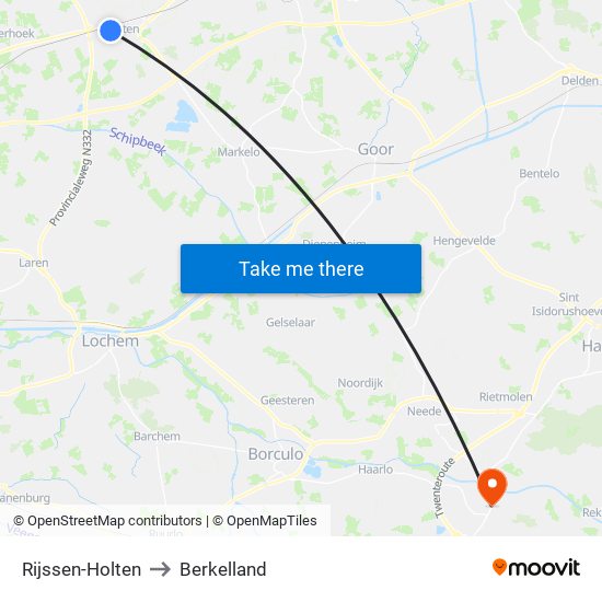 Rijssen-Holten to Berkelland map