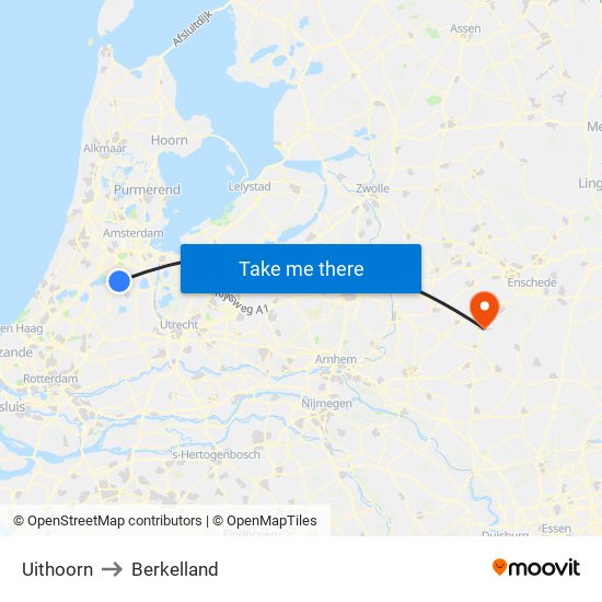 Uithoorn to Berkelland map