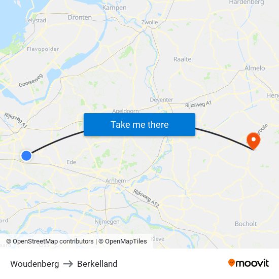 Woudenberg to Berkelland map