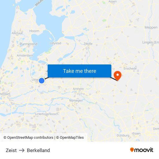 Zeist to Berkelland map